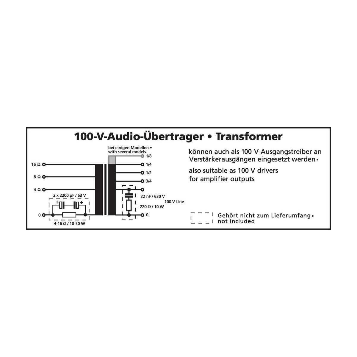 TR-1120LC | 100 V high-performance audio transformer, 120 W-6298