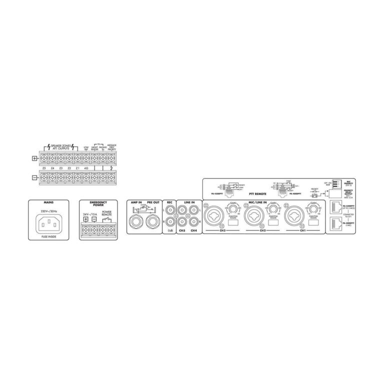 PA-1240 | 5-zone mono PA mixing amplifier, 240 W-5449