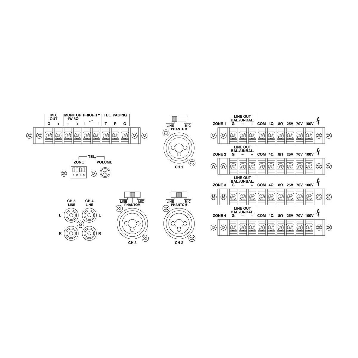 PA-12040 | 4-channel mono mixing amplifiers, 4 x 120 W-5447