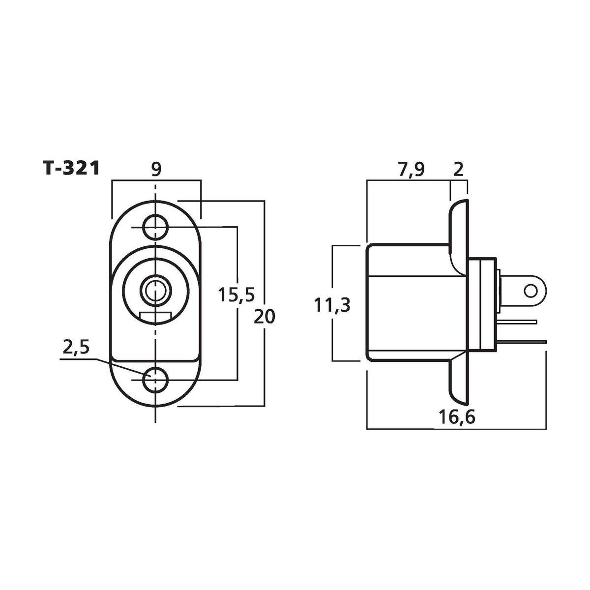 T-321 | Low-voltage panel jack, 5.5/2.1 mm-6226