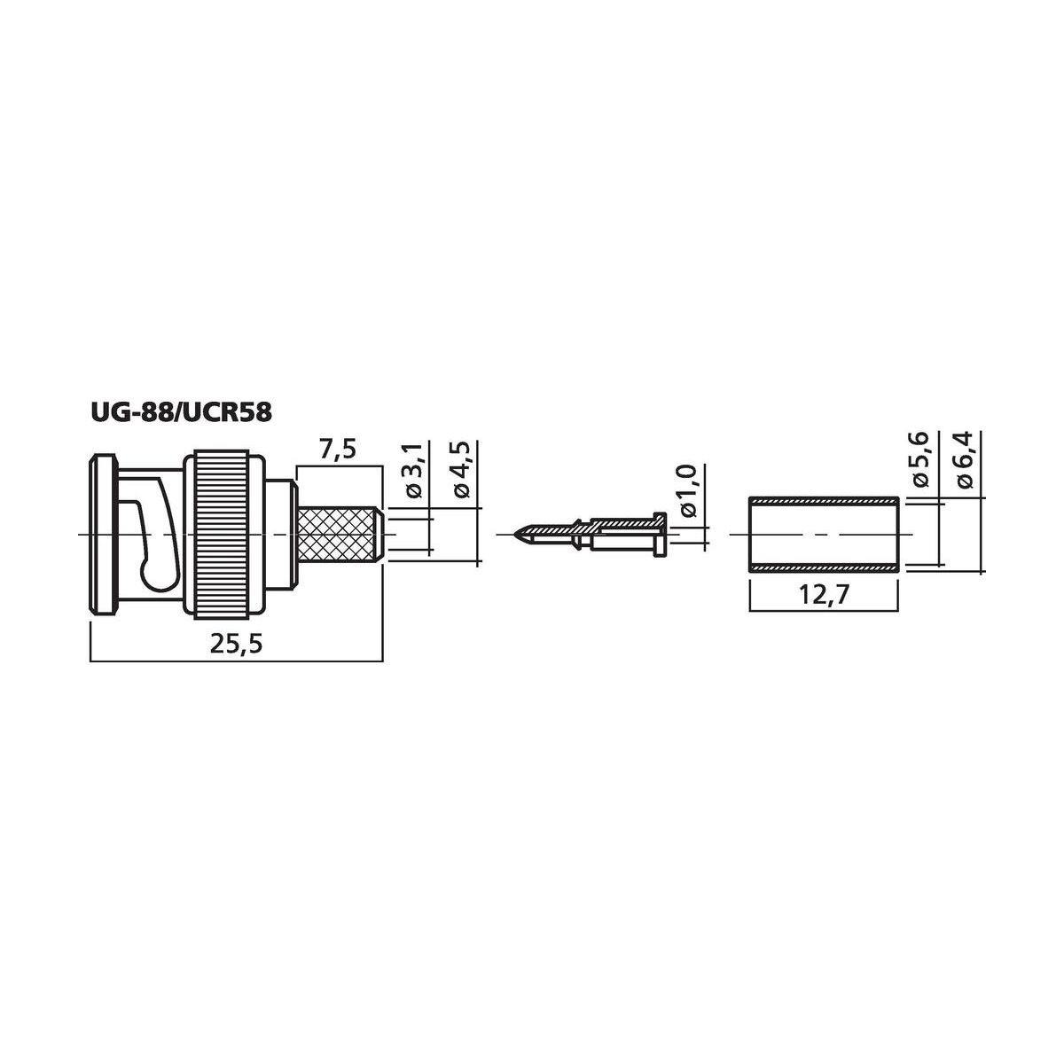 UG-88/UCR58 | BNC crimp plugs, 50 Ω-6337