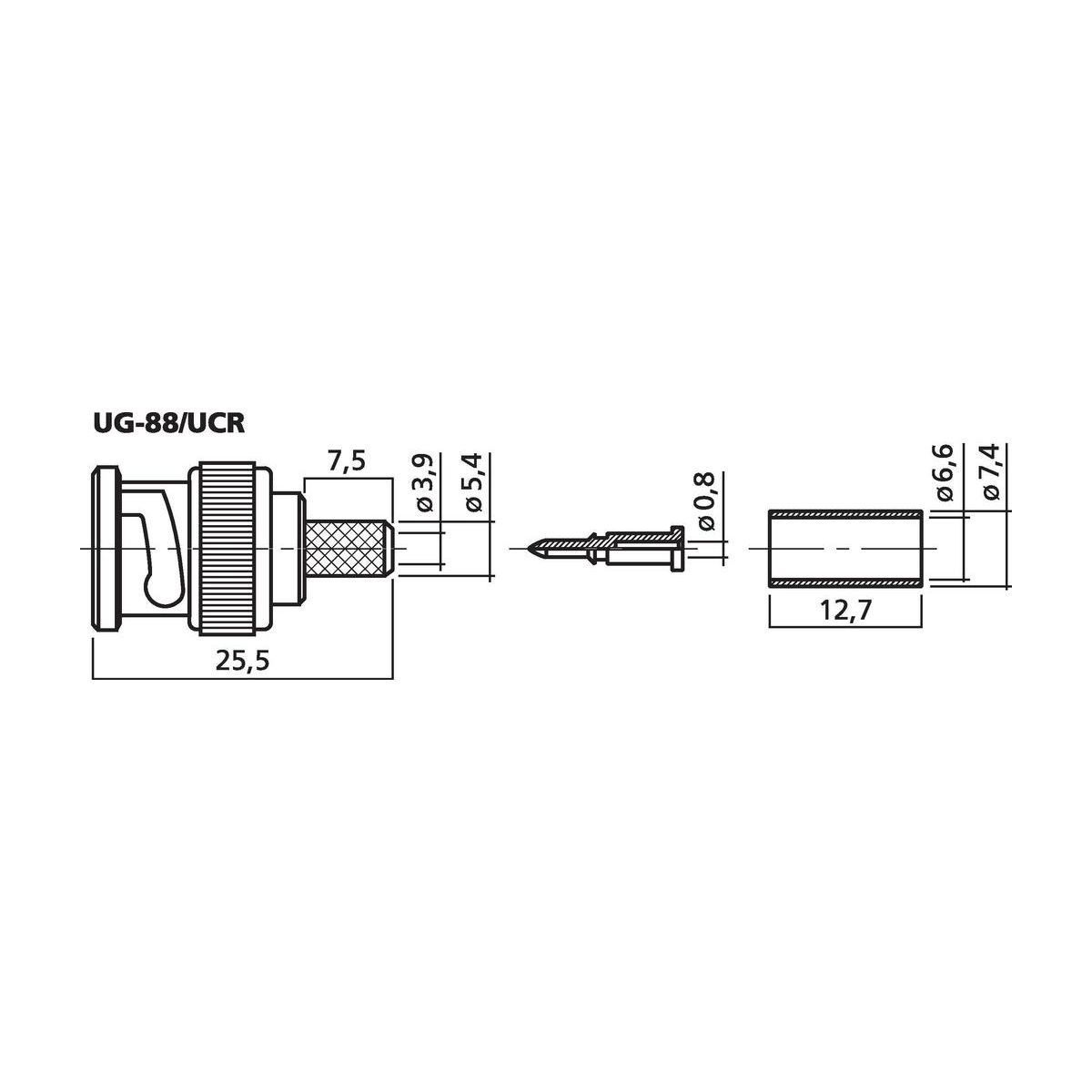 UG-88/UCR | BNC crimp plugs, 75 Ω-6336