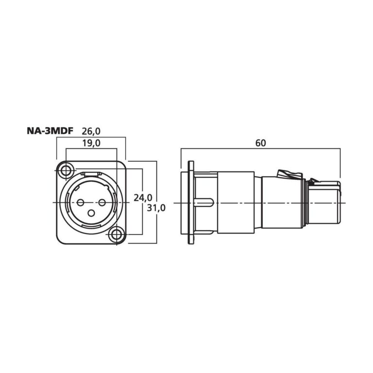 NA-3MDF | NEUTRIK XLR adaptér na panel, 3 pólový-5356
