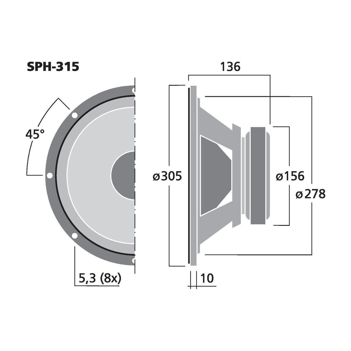 SPH-315 | Hi-fi Basový reproduktor, 100 W, 8 Ω-6083