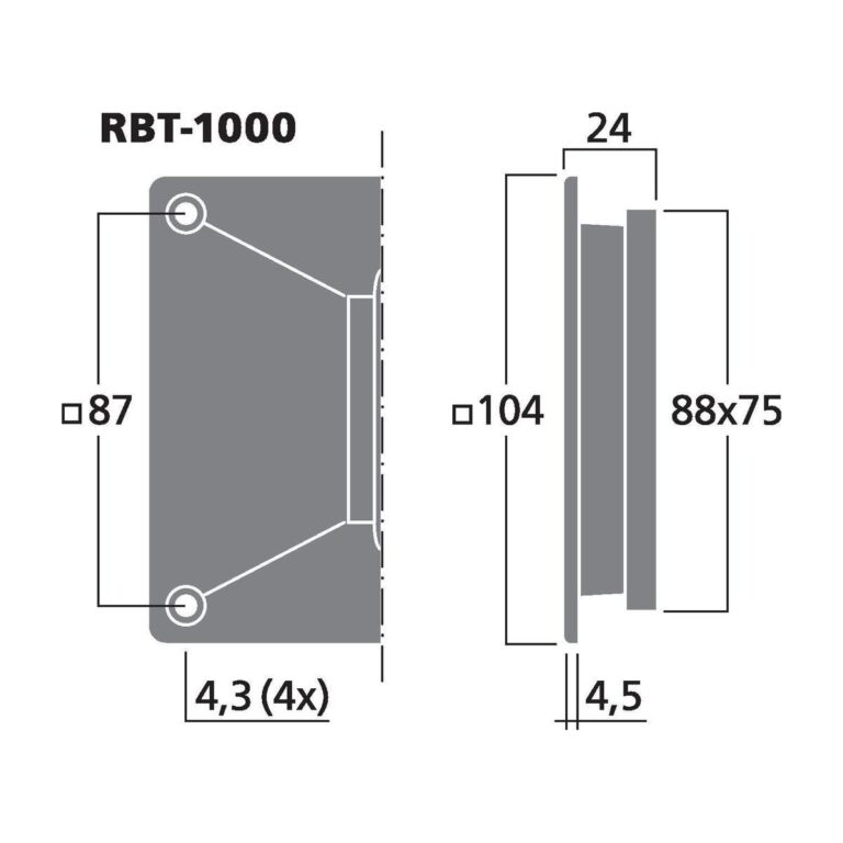 RBT-1000 | Ribbon tweeter for PA and hi-fi, 40 W, 6 Ω-5678