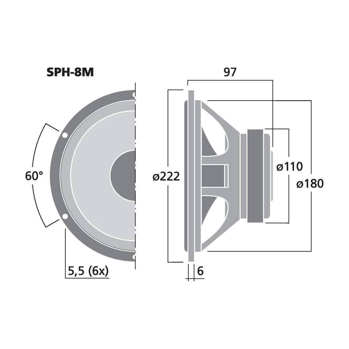 SPH-8M | Hi-fi Basový reproduktor, 100 W, 8 Ω-6101
