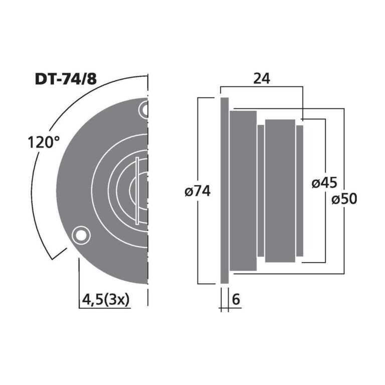 DT-74/8 | Miniatúrny hi-fi výškový reproduktor, 15 W, 8 Ω-4389