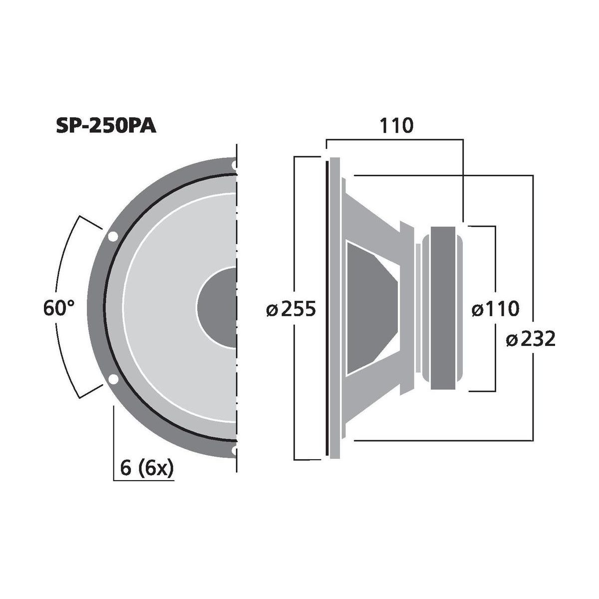 SP-250PA | PA and power bass-midrange speaker, 125 W, 8 Ω-5821