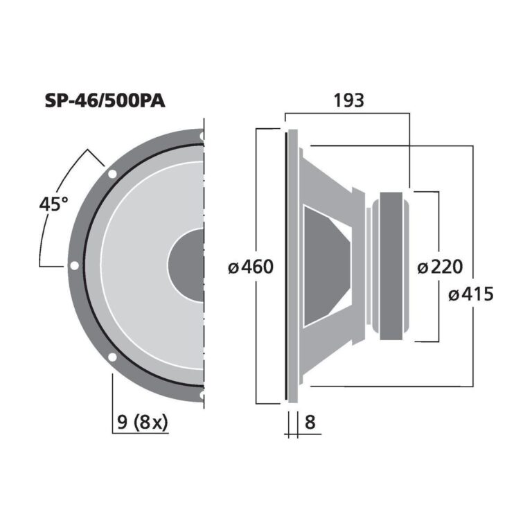 SP-46/500PA | PA Basový reproduktor, 500 W, 8 Ω-5881