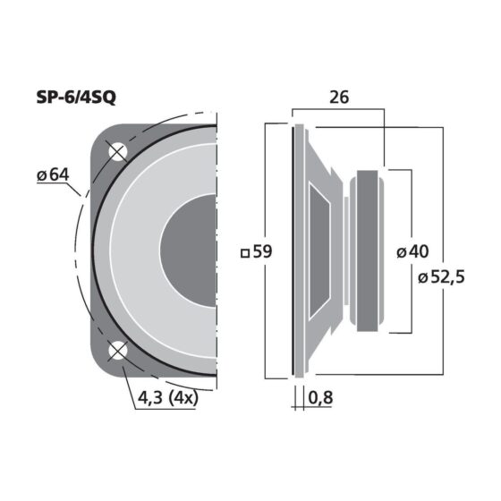 SP-6/4SQ | Universal speaker, 3 W, 4 Ω-5896