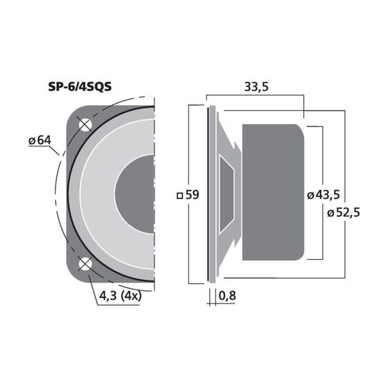 SP-6/4SQS | Universal speaker, 3 W, 4 Ω-5897