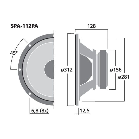 SPA-112PA | PA bass-midrange speaker, 200 W, 8 Ω-5919