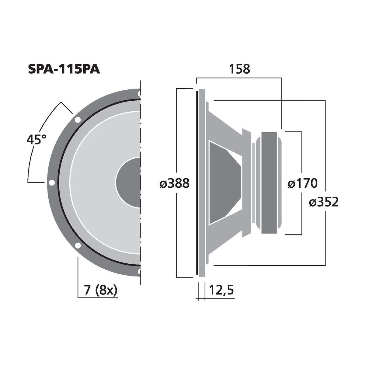 SPA-115PA | PA Basový reproduktor, 250 W, 8 Ω-5921