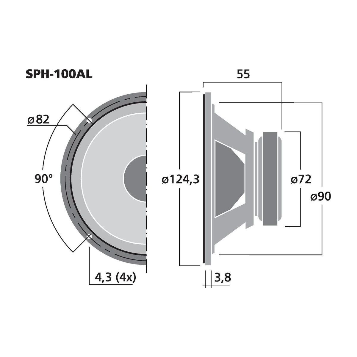 SPH-100AL | High-tech midrange speaker, 40 W, 8 Ω-6008
