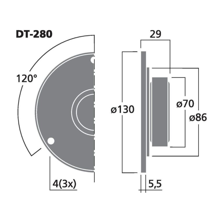DT-280 | Hi-fi výškový reproduktor s jemnou kupolou, 50 W, 8 Ω-4376