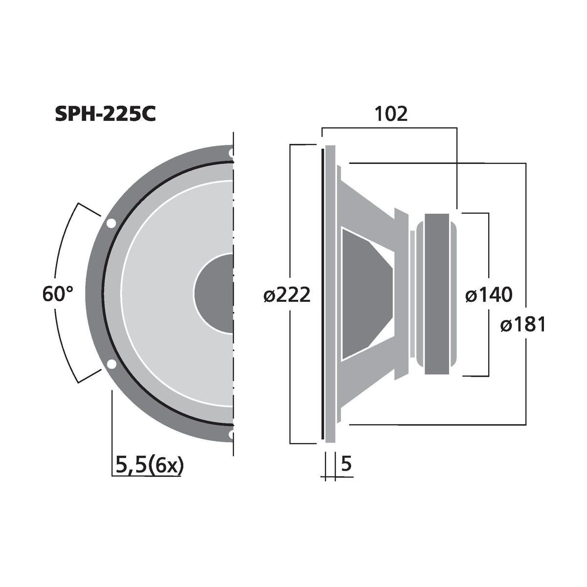 SPH-225C | High-end Basový reproduktor, 120 W, 8 Ω-6060