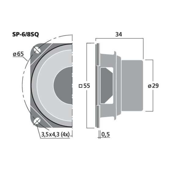 SP-6/8SQ | Miniature speaker, 10 W, 8 Ω-5898