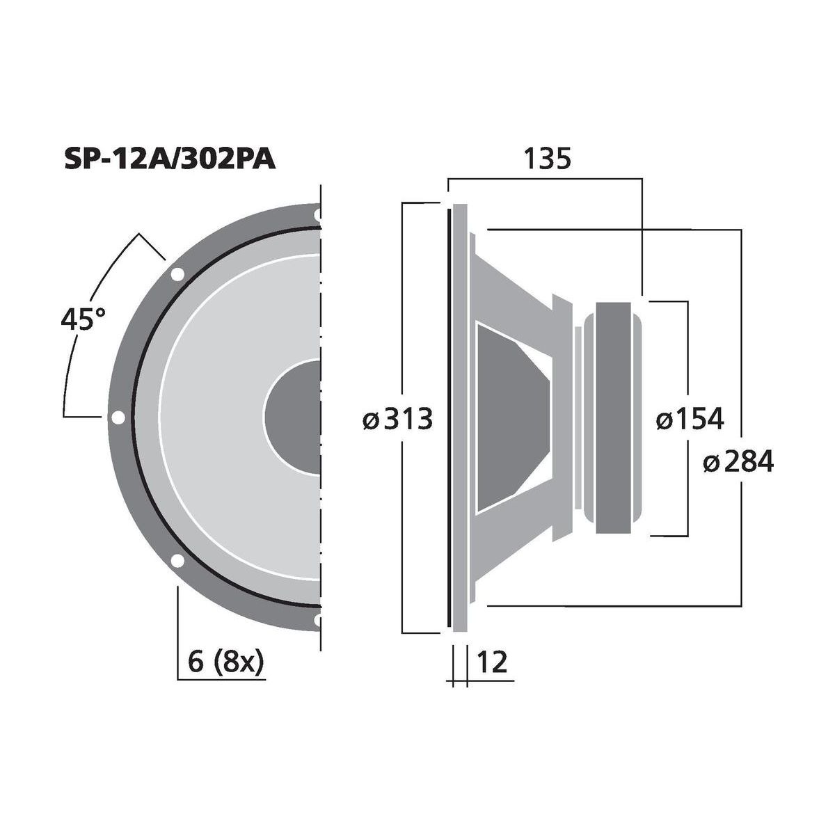 SP-12A/302PA | PA bass-midrange speaker, 300 W, 8 Ω-5785
