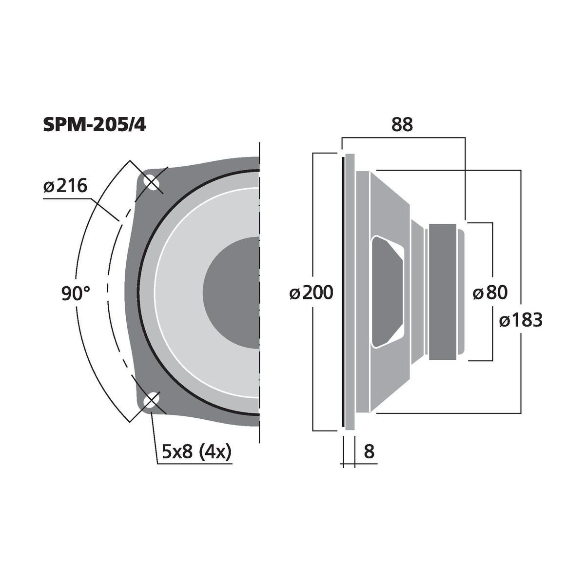 SPM-205/4 | Hi-fi bass-midrange speaker, 70 W, 4 Ω-6111