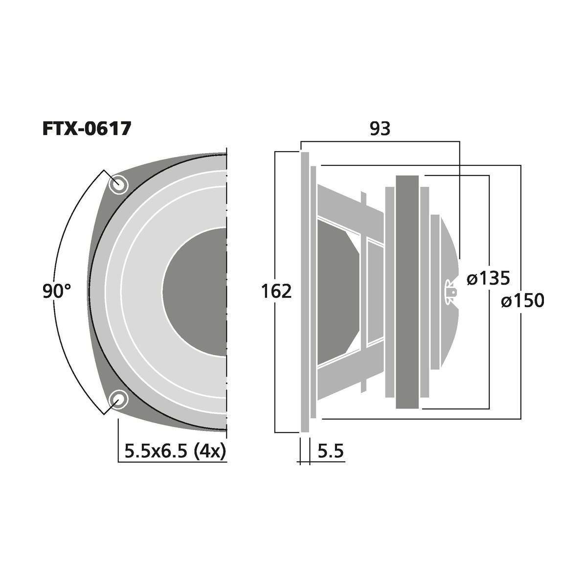 FTX-0617 | 2-pásmový koaxiálny PA reproduktor, 300 W MAX, 150 W RMS, 8 Ω-6731