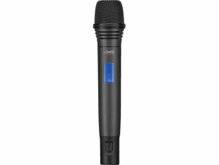 Hand-held microphone with integrated multifrequency transmitter